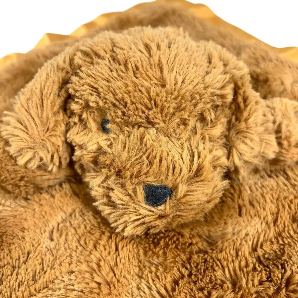 CLOUD ISLAND Puppy Dog Security Blanket Lovey Brown Gold Satin Plush 14in 2024